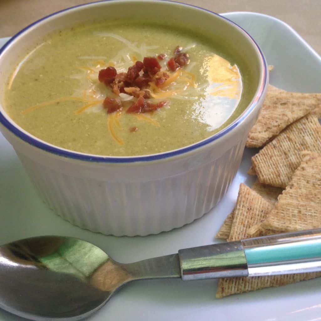 Bowl of weight watchers broccoli cheese soup