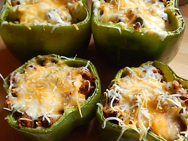 weight watchers stuffed peppers on cutting board