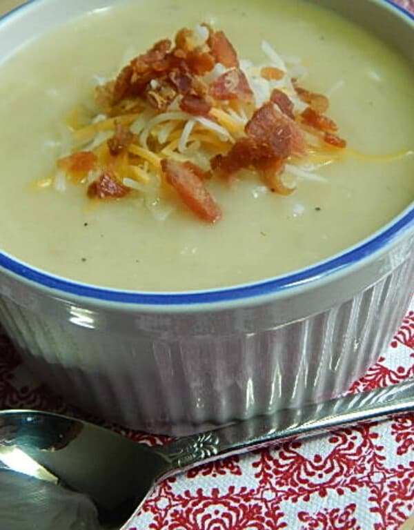 bowl of creamy potato and cheese soup