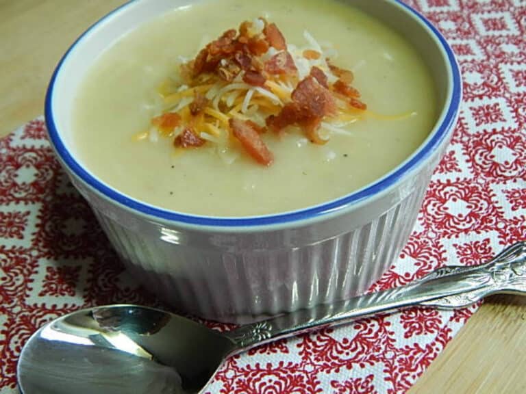 bowl of creamy potato and cheese soup