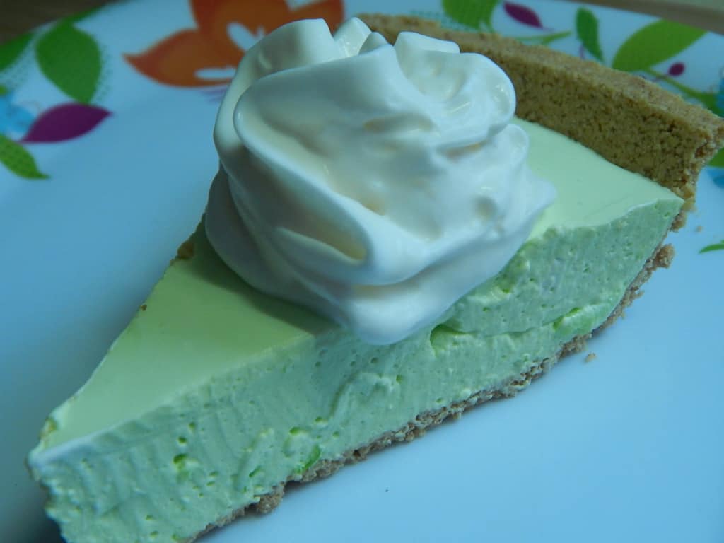 weight watchers friendly key lime pie on white plate