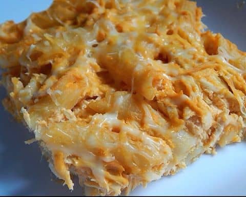 Buffalo Chicken Casserole on White Plate