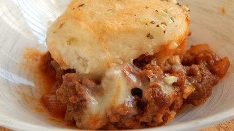 sloppy joe casserole on white plate