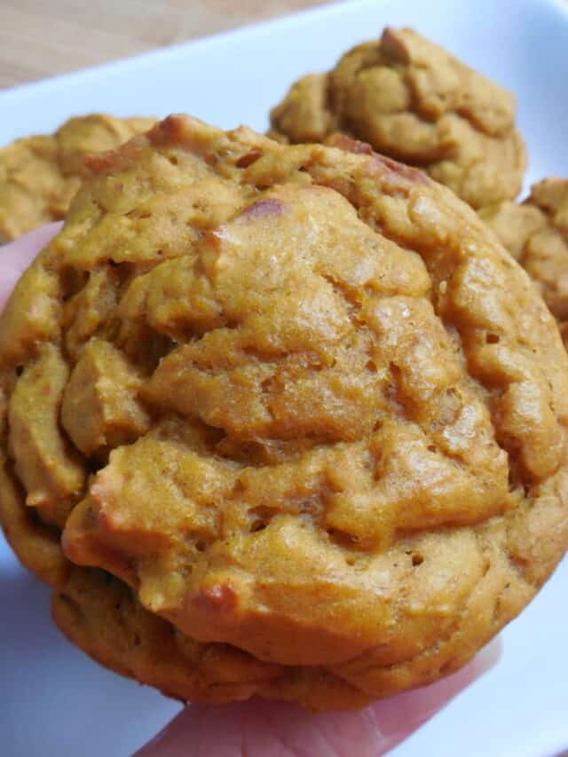 Pumpkin muffins on white plate