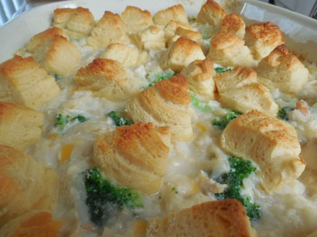 chicken and rice crescent topped casserole
