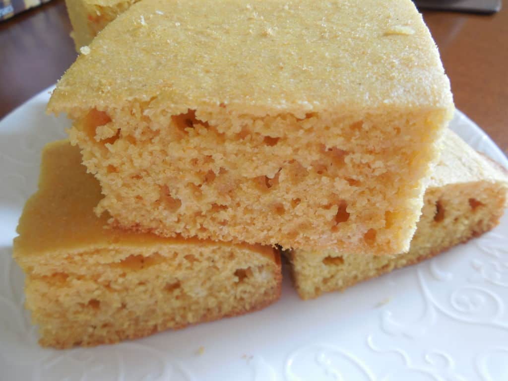 healthy cornbread on white plate