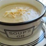 cauliflower soup in white bowl