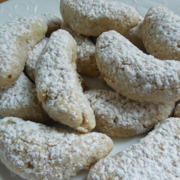Lightened up almond crescent cookies