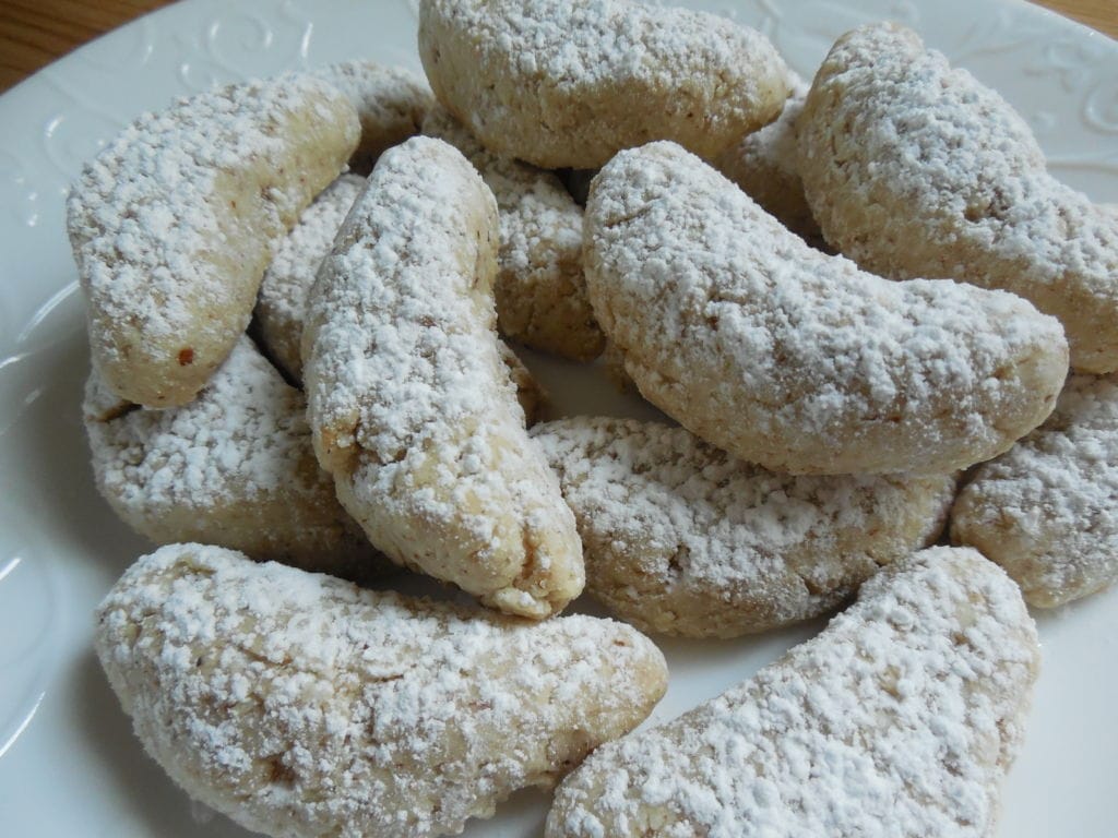 Lightened up almond crescent cookies