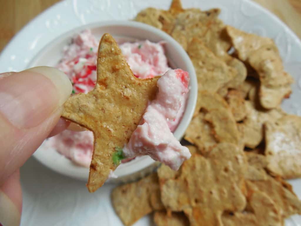 candy cane dip with flatout crackers
