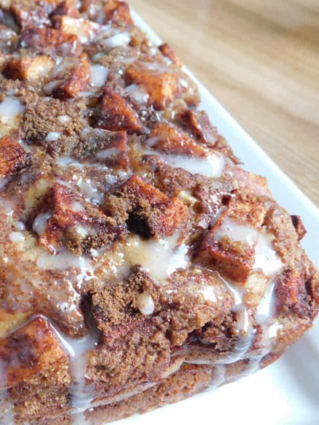 Apple Fritter loaf on white plate