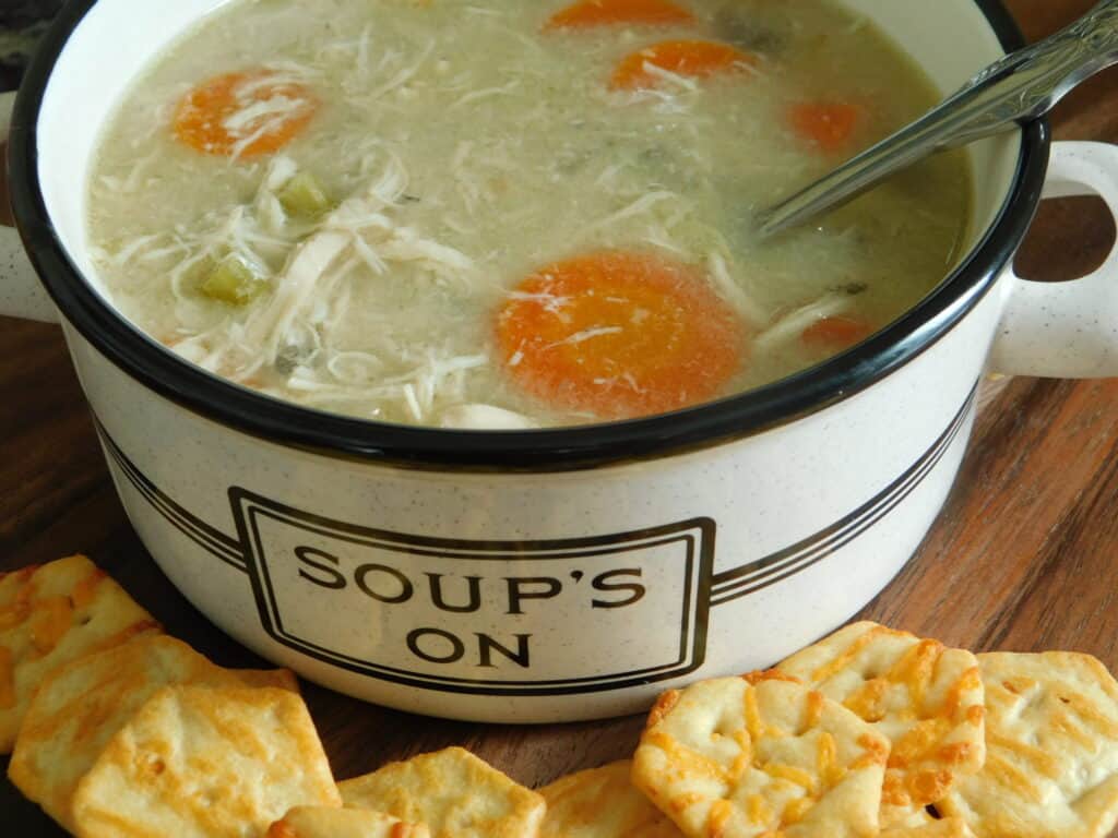 Bowl of weight watchers chicken noodle soup