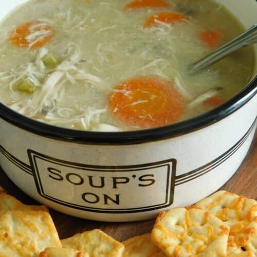 Bowl of weight watchers chicken noodle soup
