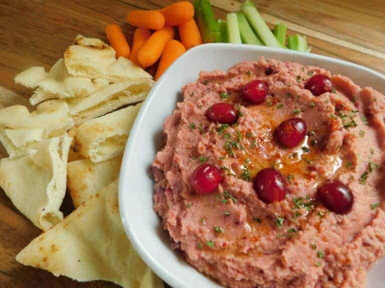 Cranberry hummus with sides