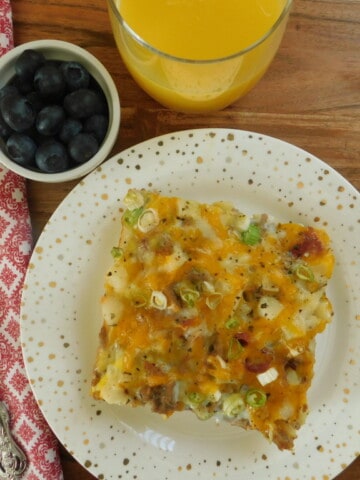 Healthy Hash Brown Casserole on white plate