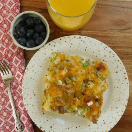 Healthy Hash Brown Casserole on white plate