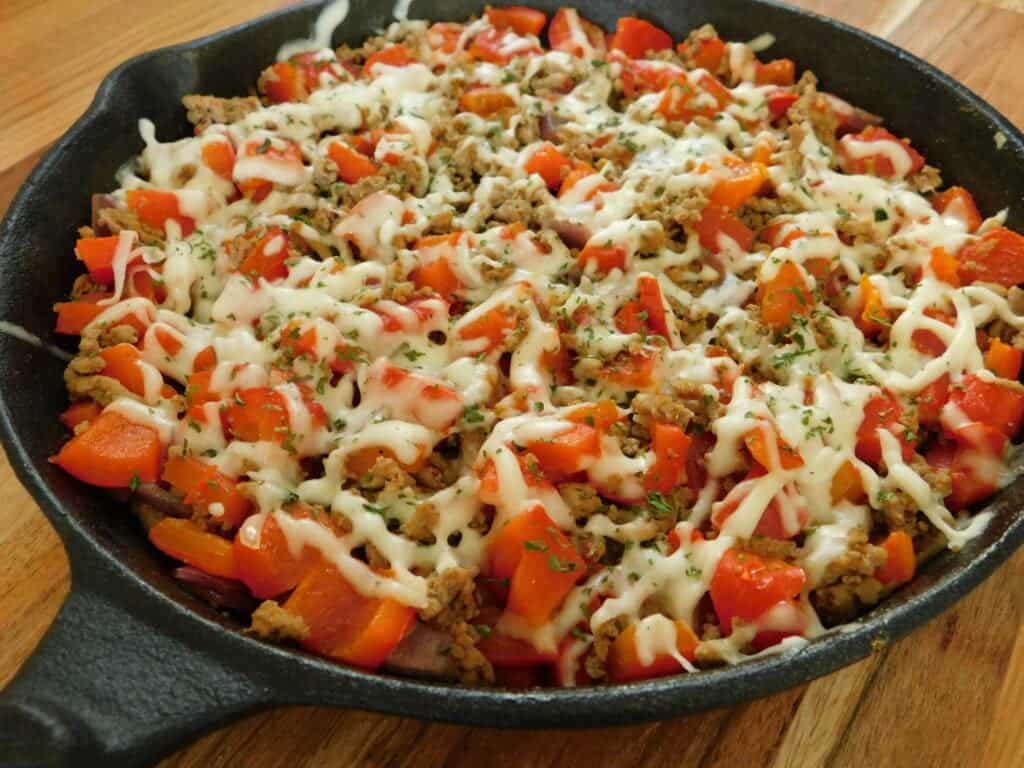 Turkey and Roasted Red Pepper SKillet