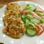 easy chicken fritters on white plate