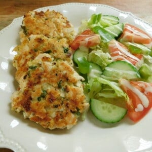 easy chicken fritters on white plate