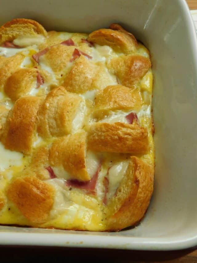 Monte Cristo Casserole in white dish