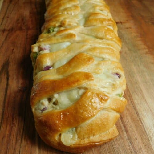 weight watchers croissant loaf on wooden cutting board