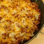 one pot mexican chicken and rice in skillet