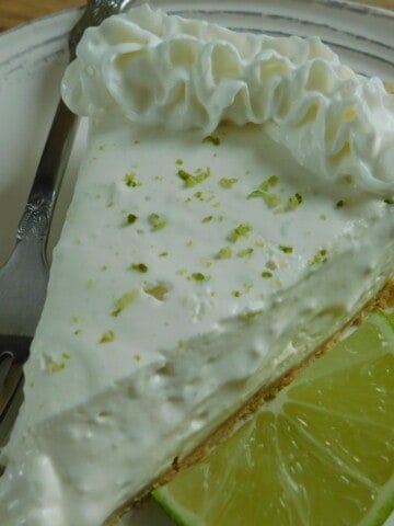 ww friendly key lime pie on white plate