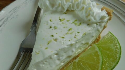 ww friendly key lime pie on white plate