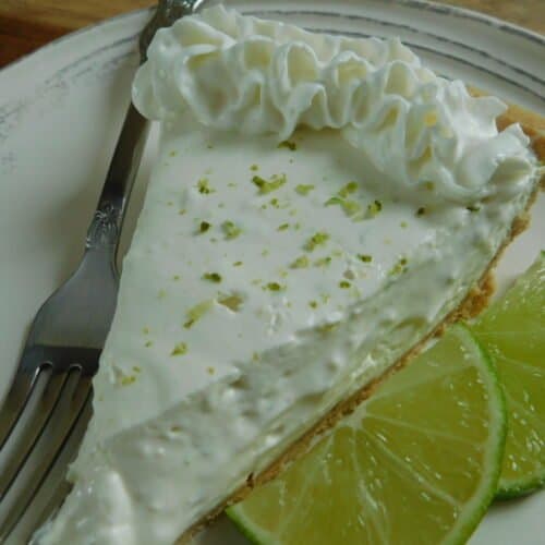 ww friendly key lime pie on white plate