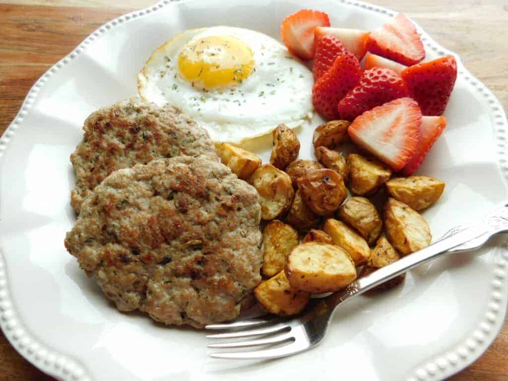 homemade turkey breakfast sausage patties on a plate