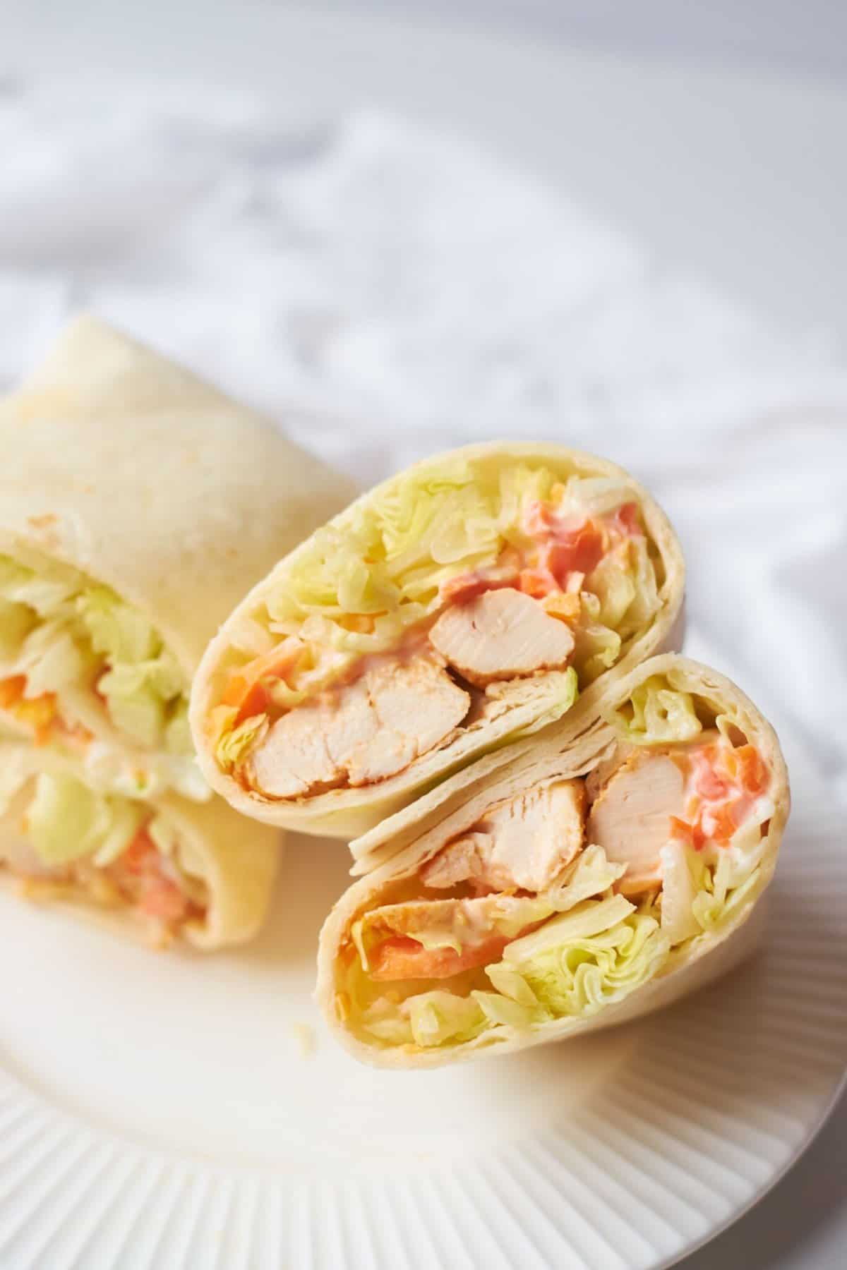 weight watchers buffalo chicken wrap on white plate