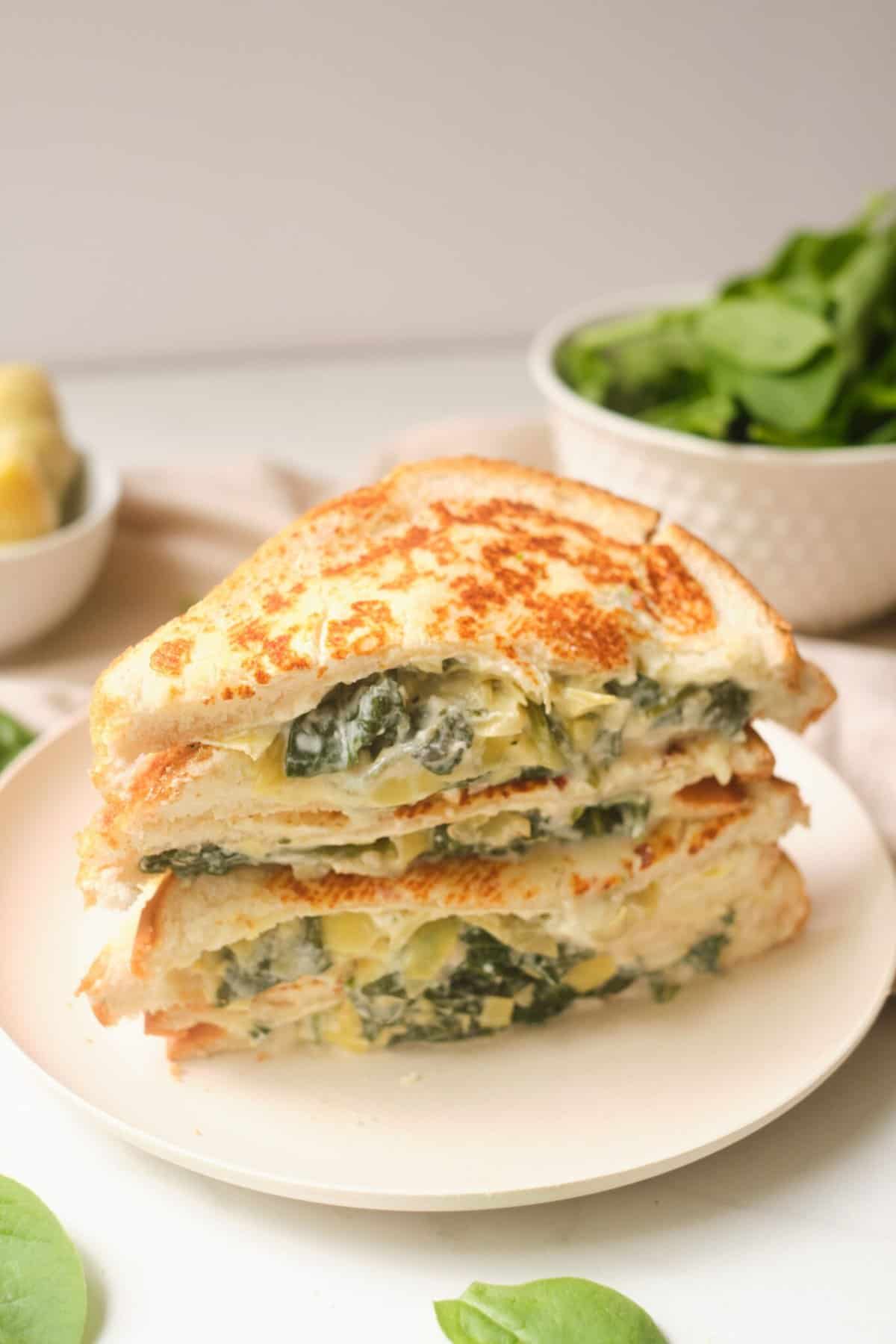 Spinach & artichoke grilled cheese sandwich - Drizzle Me Skinny!