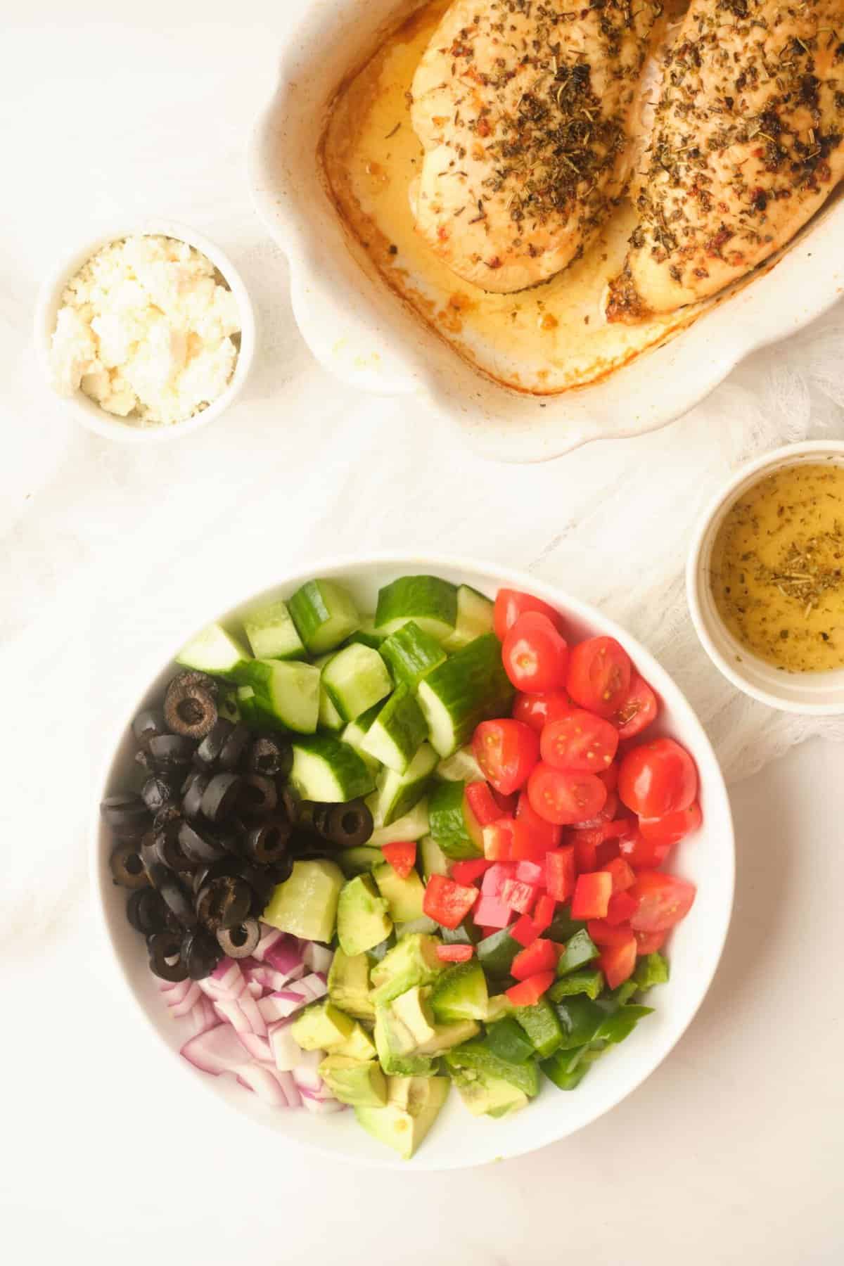 Greek Chicken Salad Bowls - Primavera Kitchen