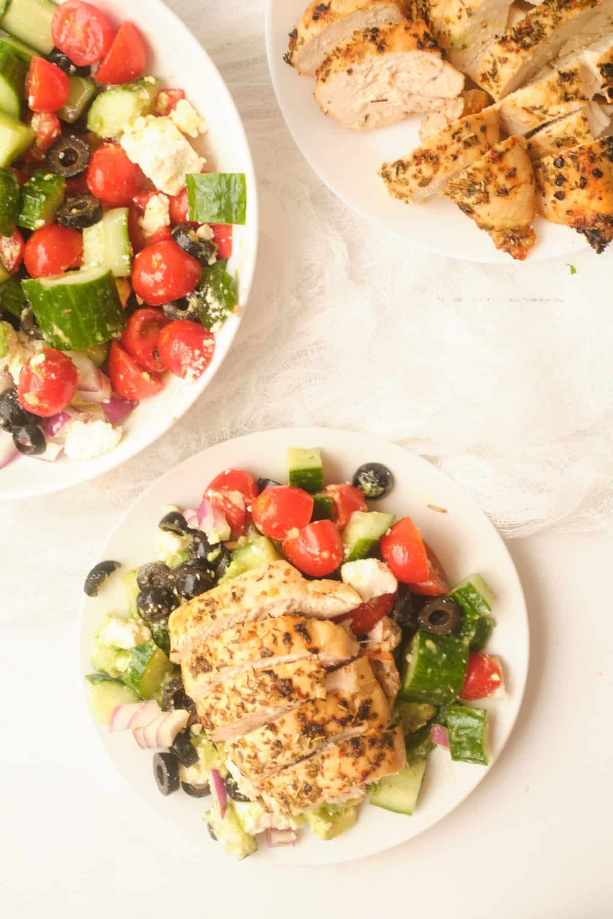 Greek Chicken Salad Lunch Bowls - Fed & Fit