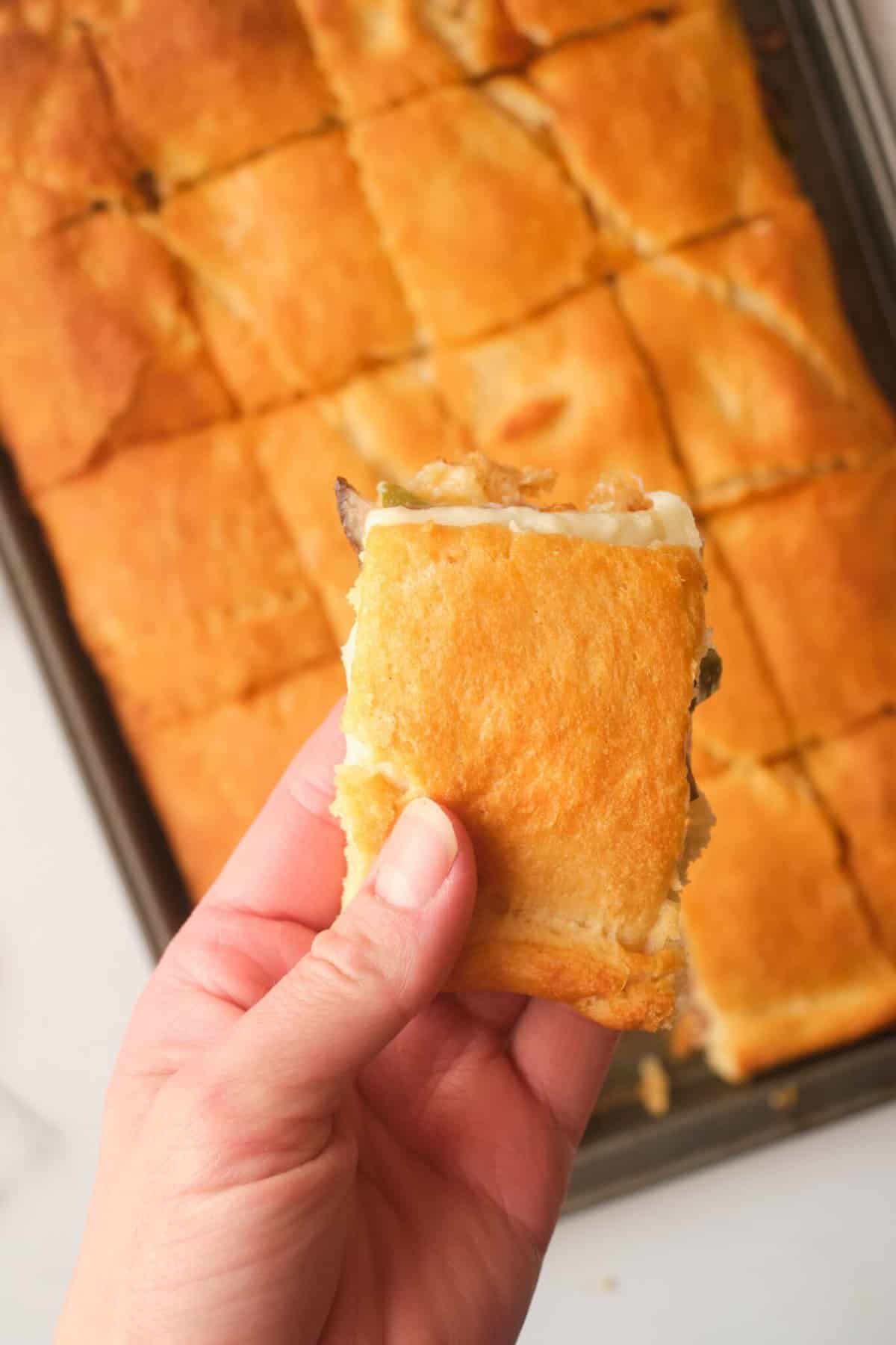 philly style roast beef squares in pan