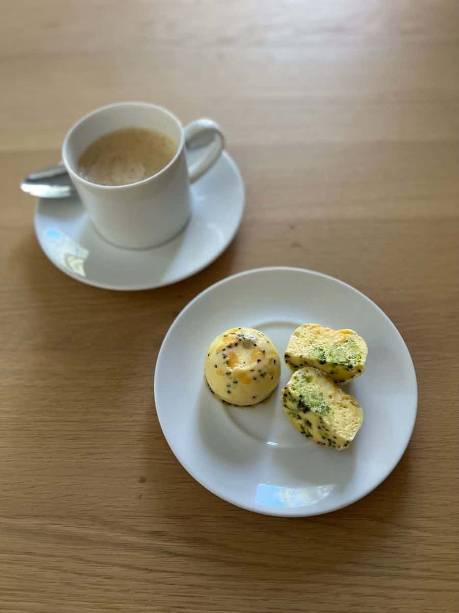 Two weight watchers egg bites and cup of espresso