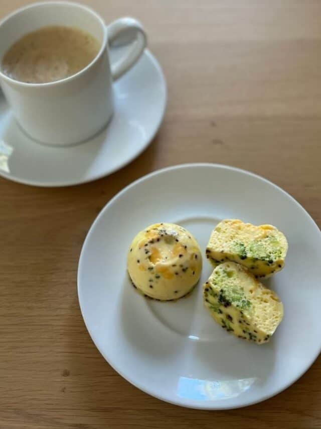 Two egg bites and cup of espresso