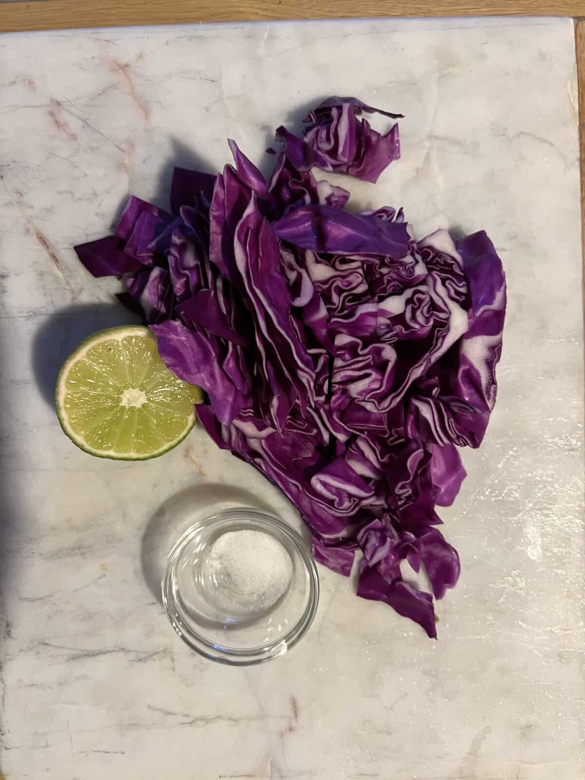 ingredients for lime cabbage slaw
