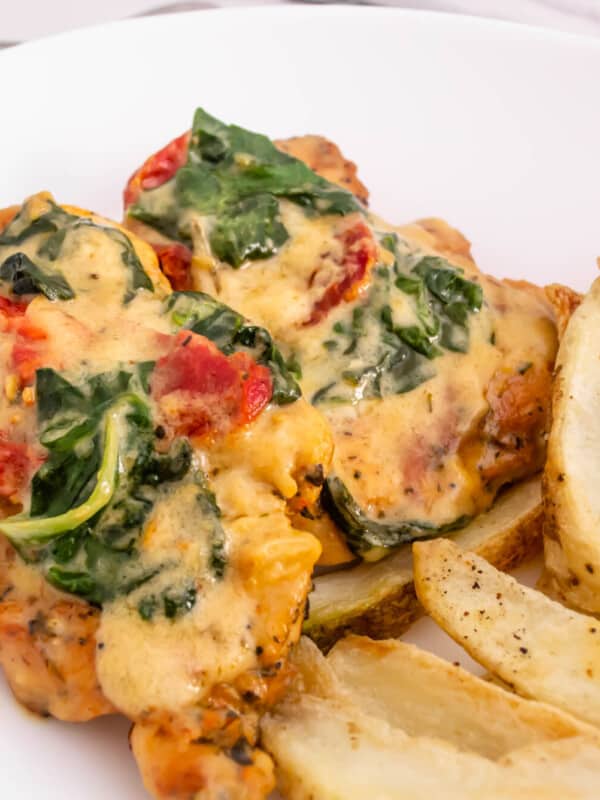 baked tuscan chicken an potatoes