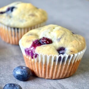 Blueberry muffins with fresh blueberries