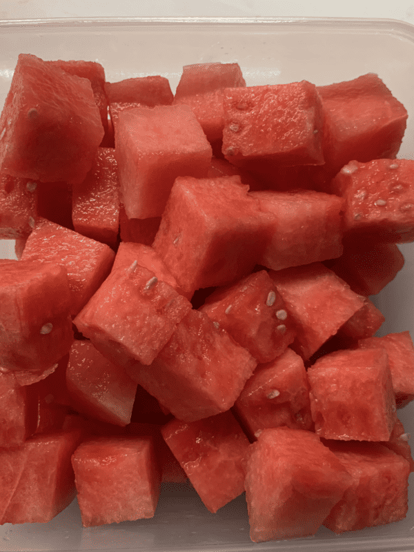 square pieces of watermelon