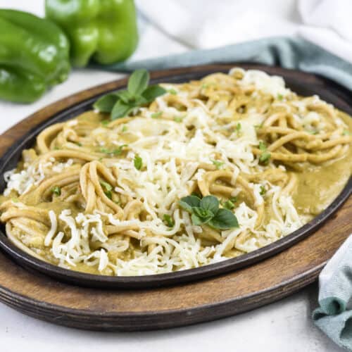 Mexican Green Spaghetti with Creamy Sauce