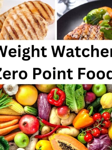Weight watchers zero point foods including chicken breast, salmon and fresh fruits and vegetables