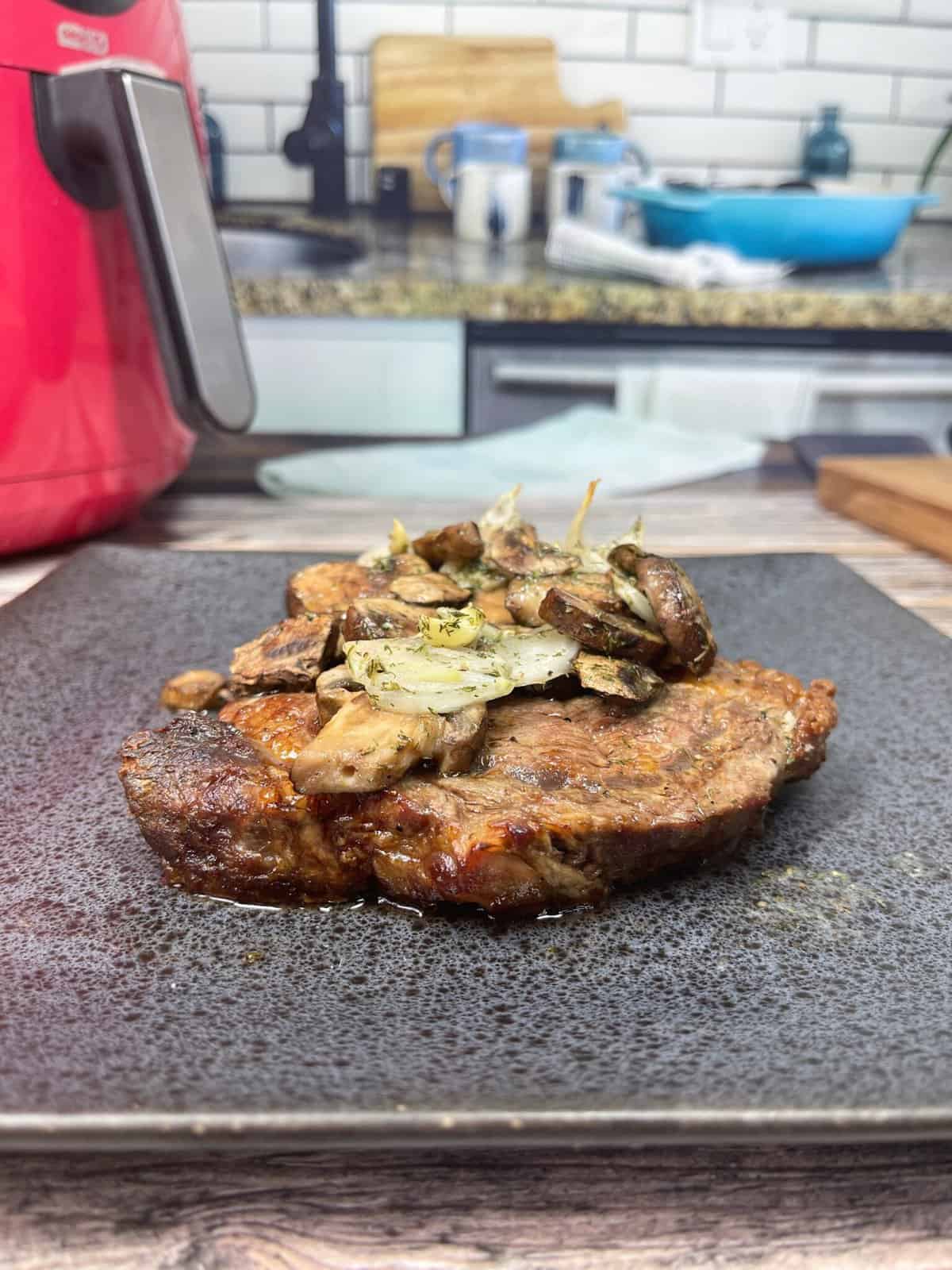 Air Fryer Ribeye Steak With Sautéed Mushrooms Drizzle Me Skinny!