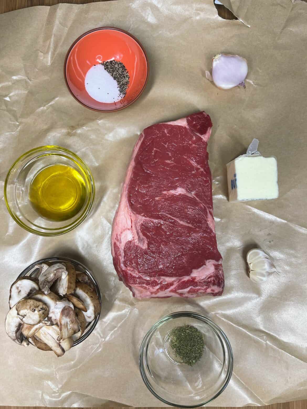 Air Fryer Ribeye Steak With Sautéed Mushrooms - Drizzle Me Skinny!