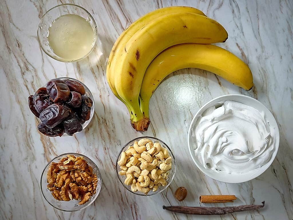 Ingredient for vegan banana pudding