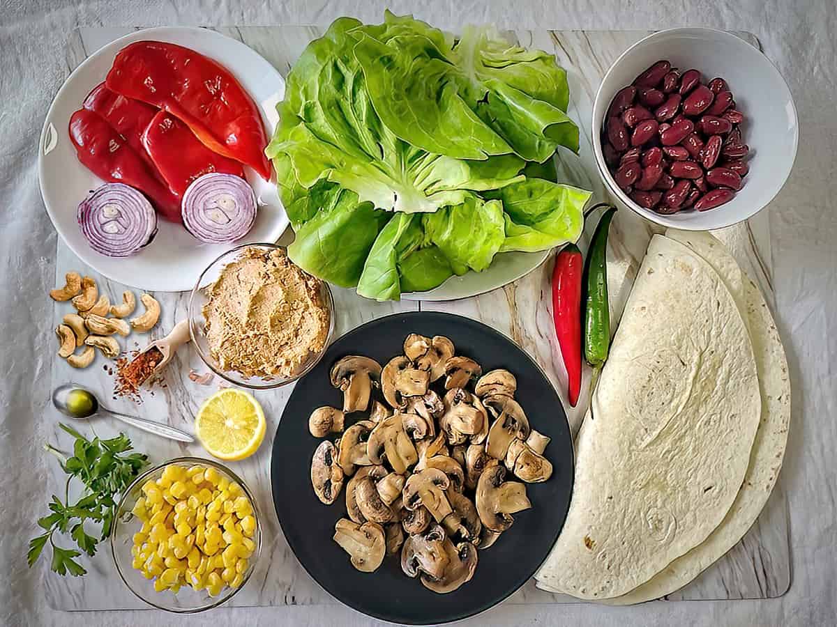 Ingredients for vegan burrito