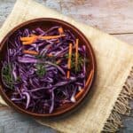 purple cabbage salad in a bowl