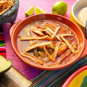 tortilla soup in a bowl