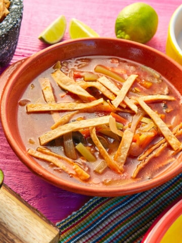 tortilla soup in a bowl